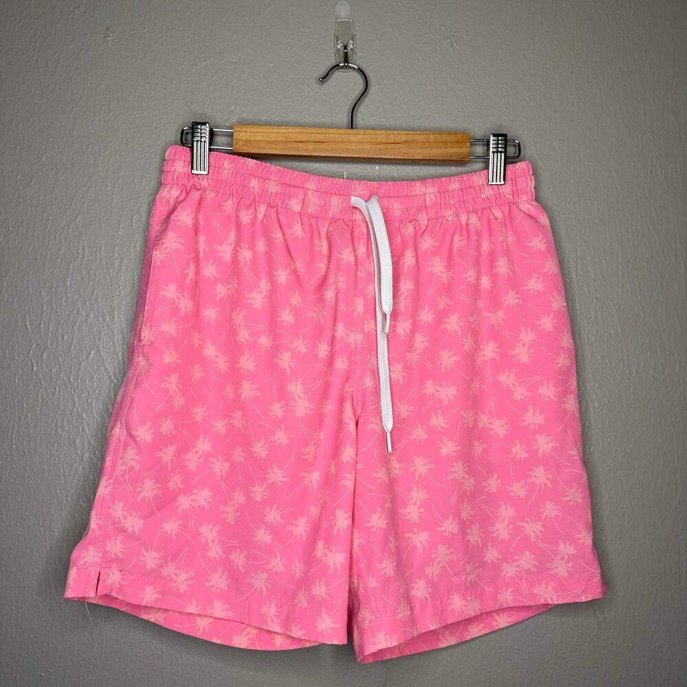 CHUBBIES Pink Palm Print Swim Trunks Size Small Summer beach pool casual